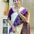 Off white purple silk blend jacuard work festival saree with unstitched blouse piece