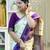 Off white purple silk blend jacuard work festival saree with unstitched blouse piece