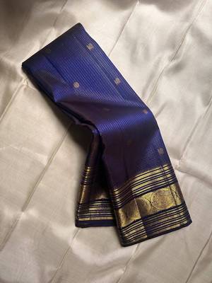 Blue silk blend jacuard work festival saree with unstitched blouse piece 1