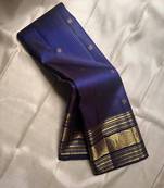 Blue silk blend jacuard work festival saree with unstitched blouse piece