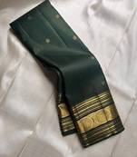 Green silk blend jacuard work festival saree with unstitched blouse piece