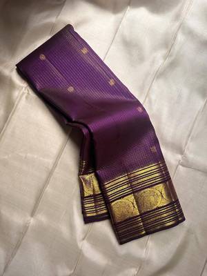 Purple silk blend jacuard work festival saree with unstitched blouse piece 1