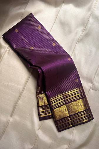 Purple silk blend jacuard work festival saree with unstitched blouse piece