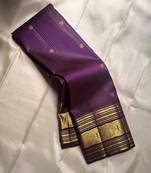 Purple silk blend jacuard work festival saree with unstitched blouse piece