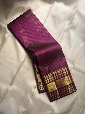 Wine silk blend jacuard work festival saree with unstitched blouse piece 1