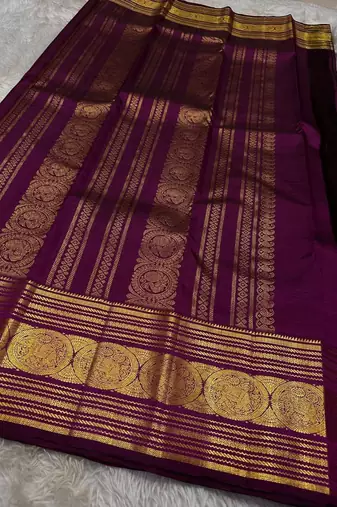Wine silk blend jacuard work festival saree with unstitched blouse piece