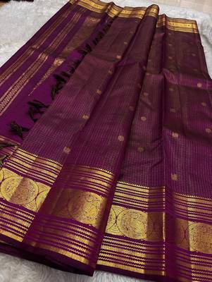 Wine silk blend jacuard work festival saree with unstitched blouse piece 3