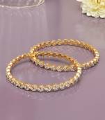 Luminous links solitaire gold plated diamond bangles