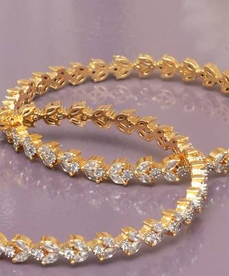 Luminous links solitaire gold plated diamond bangles 4