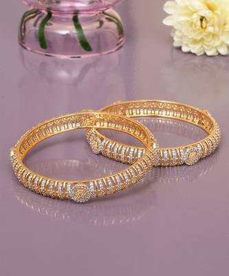 Twining spark gold plated diamond bangles 1