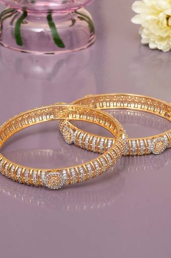 Twining spark gold plated diamond bangles