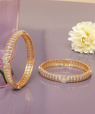 Twining spark gold plated diamond bangles 2