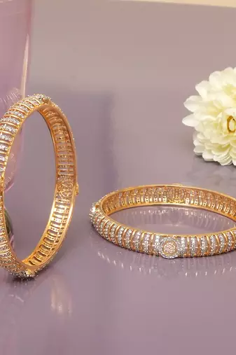 Twining spark gold plated diamond bangles