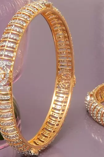 Twining spark gold plated diamond bangles