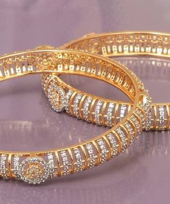 Twining spark gold plated diamond bangles 4