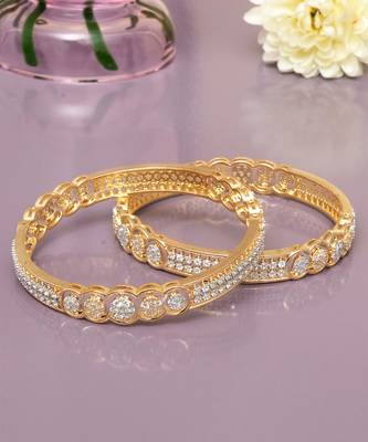 Radiant arcade solitaire gold plated bangles 1