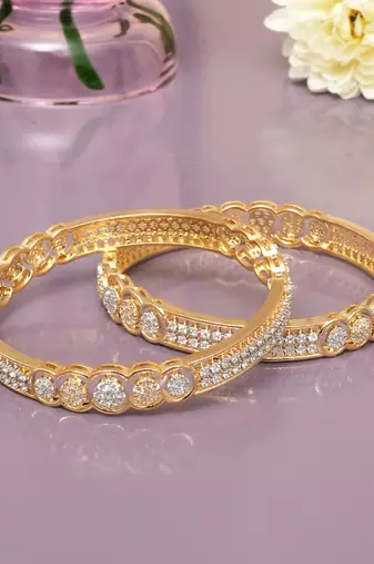 Radiant arcade solitaire gold plated bangles