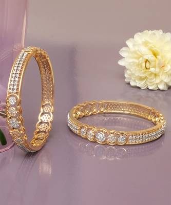 Radiant arcade solitaire gold plated bangles 2