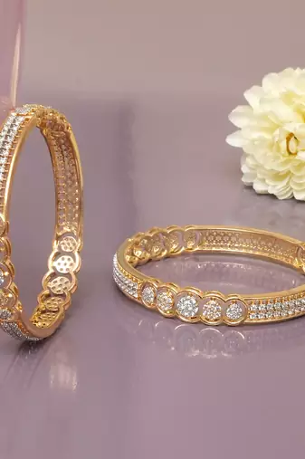 Radiant arcade solitaire gold plated bangles