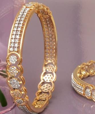 Radiant arcade solitaire gold plated bangles 3