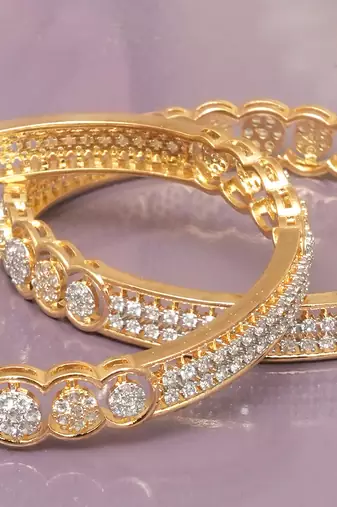 Radiant arcade solitaire gold plated bangles