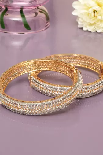 Infinite solitaire gold plated diamond bangles