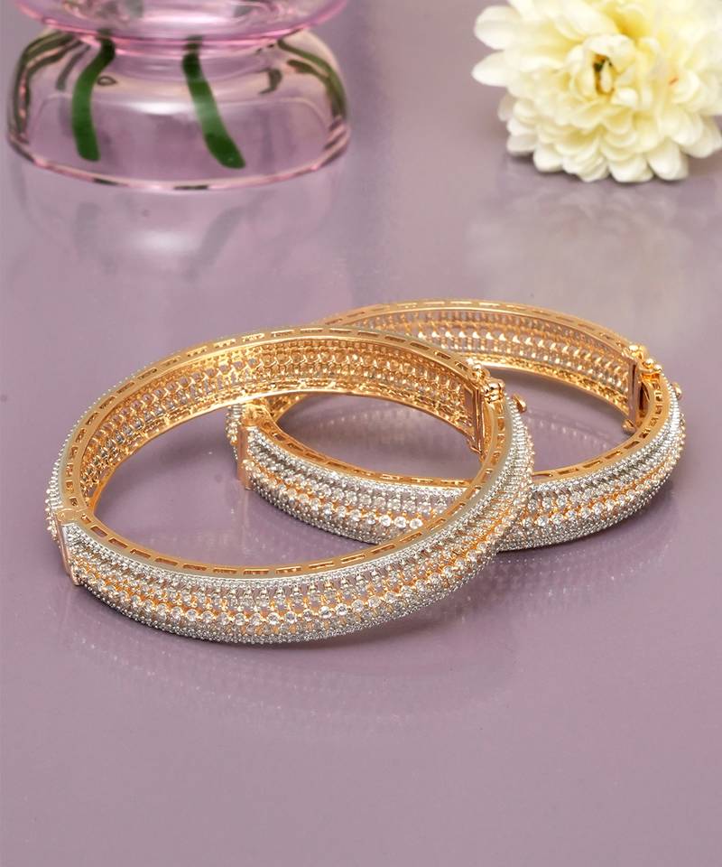Infinite solitaire gold plated diamond bangles