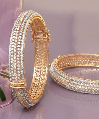 Infinite solitaire gold plated diamond bangles 2