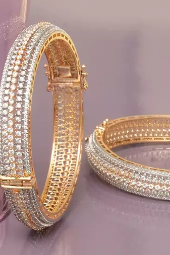 Infinite solitaire gold plated diamond bangles