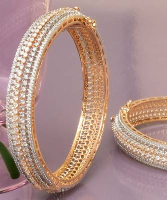 Infinite solitaire gold plated diamond bangles 3