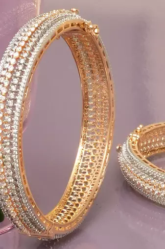 Infinite solitaire gold plated diamond bangles