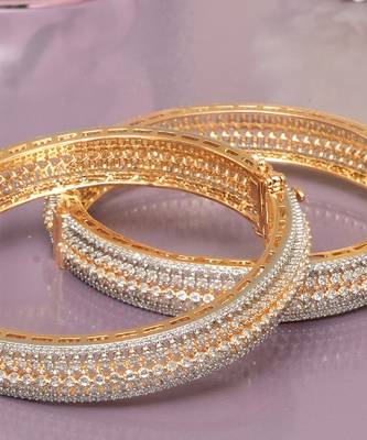 Infinite solitaire gold plated diamond bangles 4