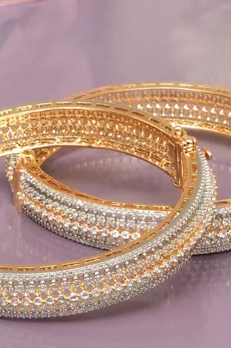 Infinite solitaire gold plated diamond bangles