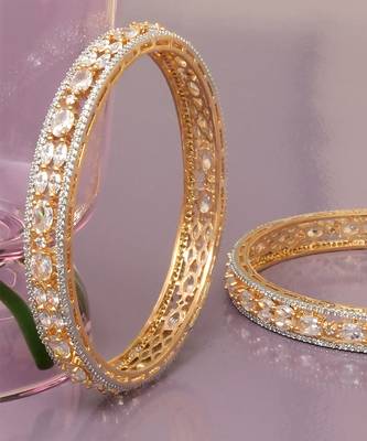 Orbiting leaf gold plated diamond bangles 3