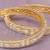 Orbiting leaf gold plated diamond bangles