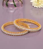 Endless embrace solitaire gold plated diamond bangles