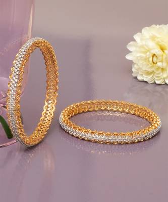 Endless embrace solitaire gold plated diamond bangles 2