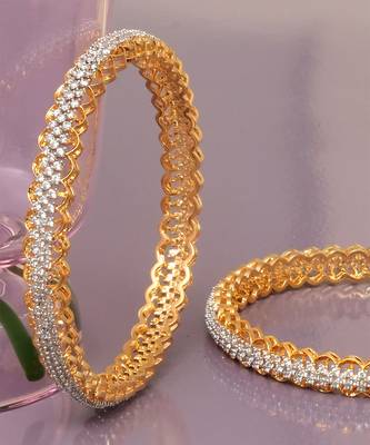 Endless embrace solitaire gold plated diamond bangles 3