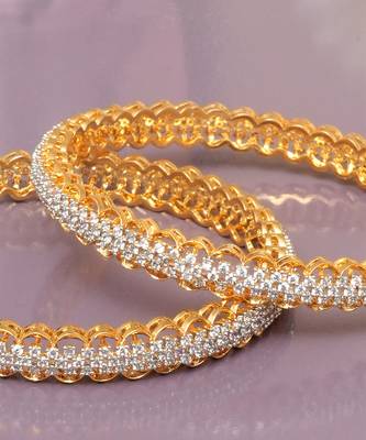 Endless embrace solitaire gold plated diamond bangles 4