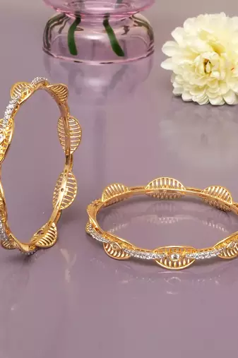 Regal filigree gold plated diamond bangles