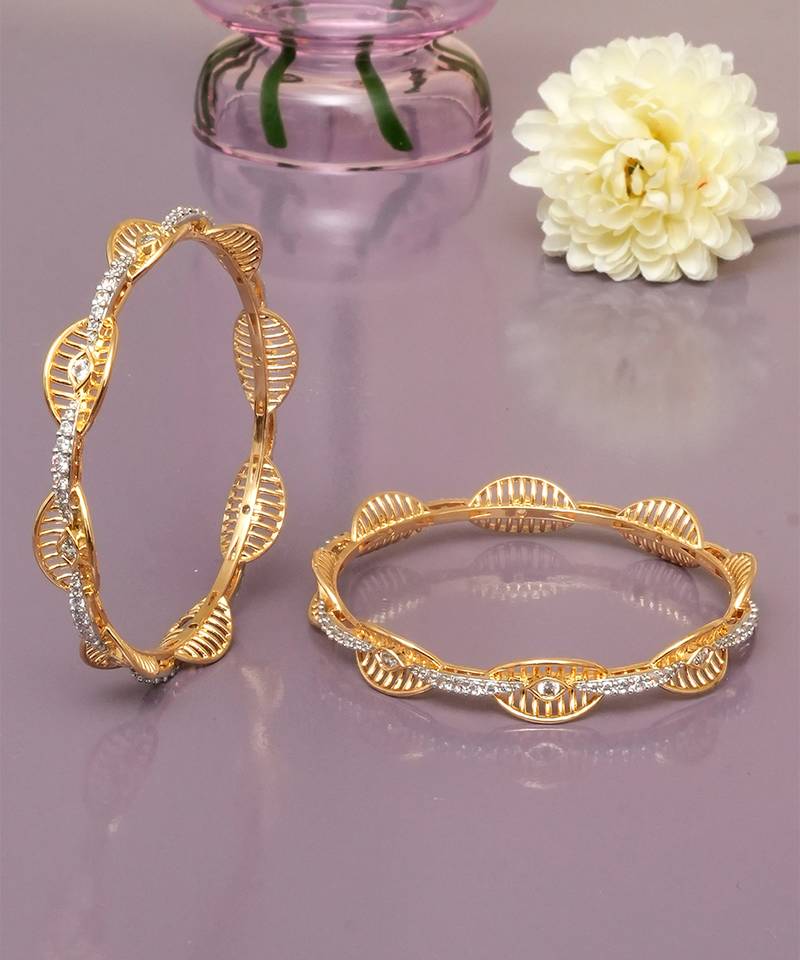 Regal filigree gold plated diamond bangles