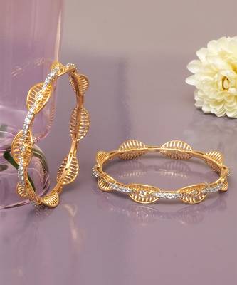 Regal filigree gold plated diamond bangles 4