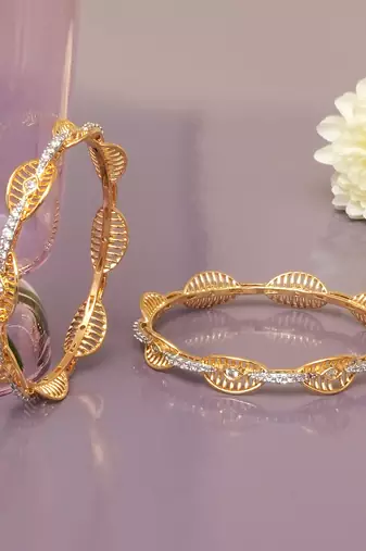 Regal filigree gold plated diamond bangles