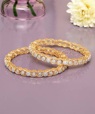 Ornate orbit solitaire gold plated bangles 1