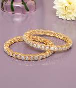 Ornate orbit solitaire gold plated bangles