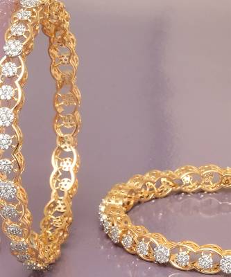 Ornate orbit solitaire gold plated bangles 2
