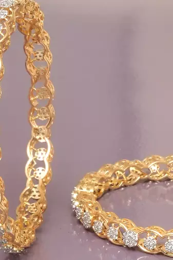 Ornate orbit solitaire gold plated bangles