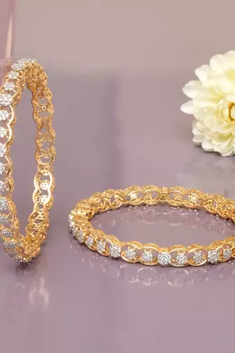 Ornate orbit solitaire gold plated bangles