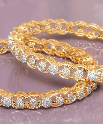 Ornate orbit solitaire gold plated bangles 4