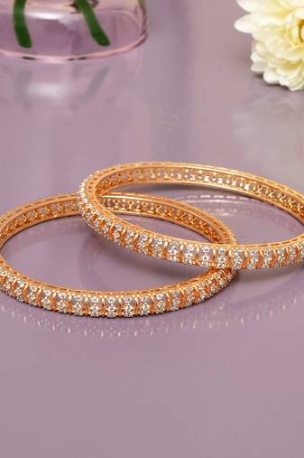 Graceful twirl gold plated diamond bangles